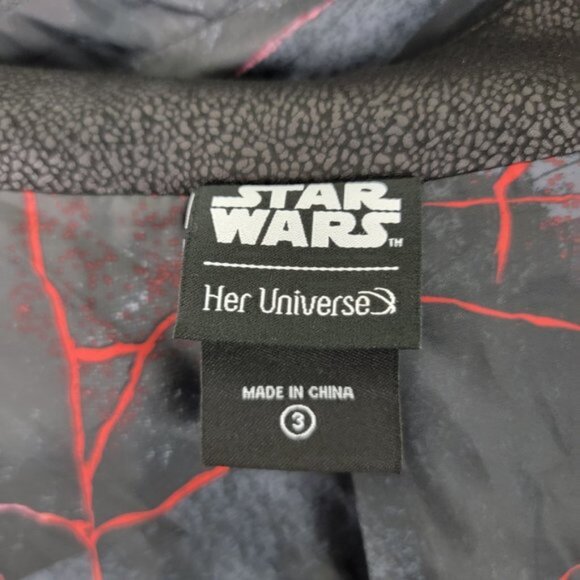 TORRID 3 Her Universe Star Wars Episode 9 Kylo Ren Black Faux Suede Hooded Coat - Picture 6 of 16